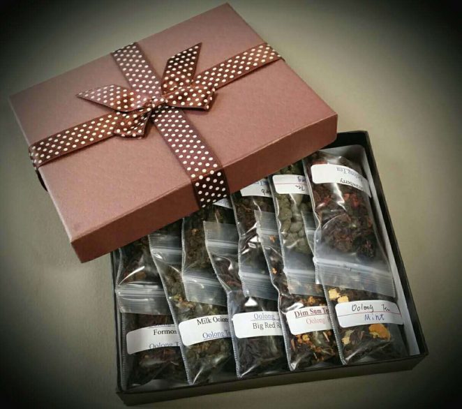 box of tea samples