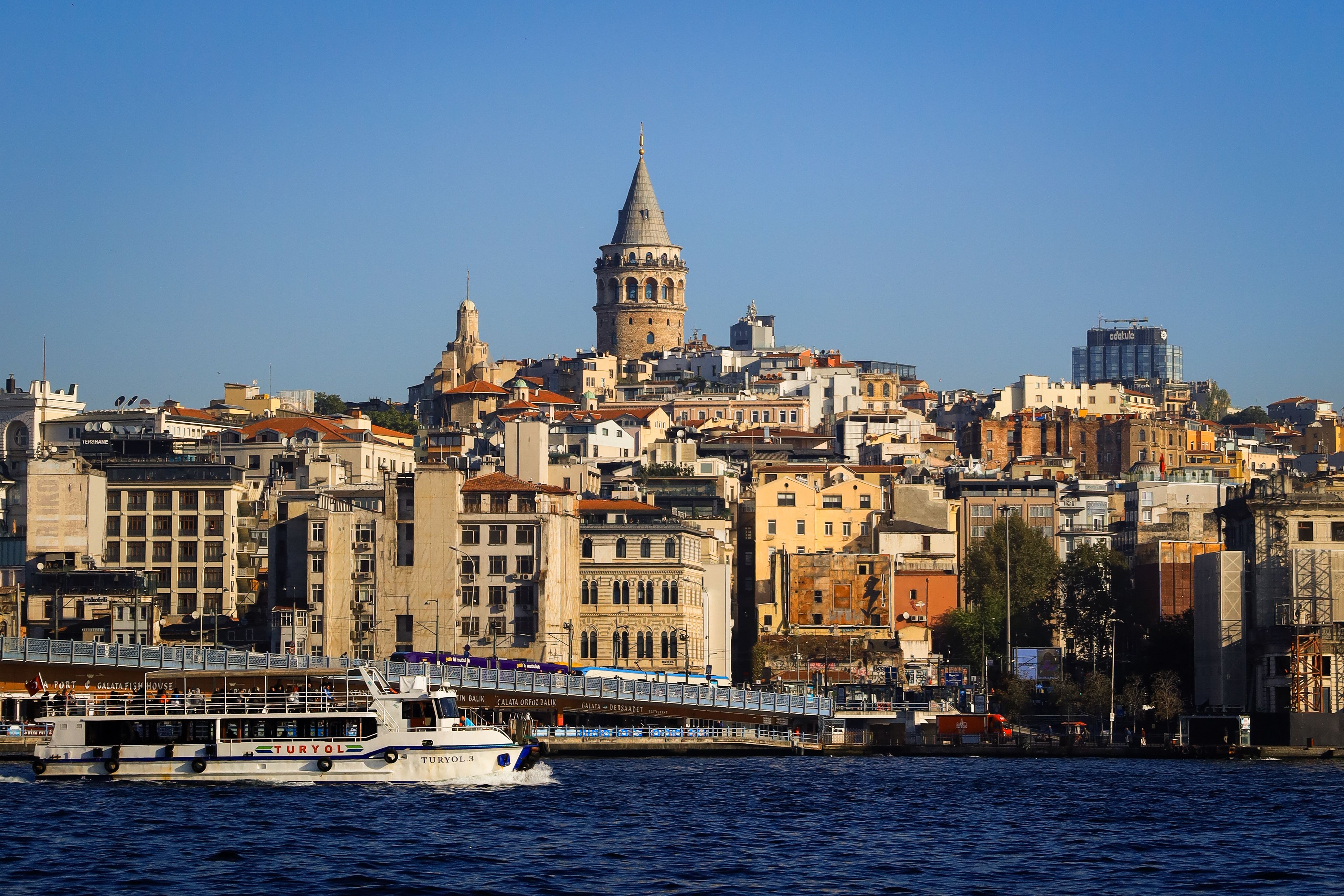 Istanbul skyline with Galata Tower and the Bosphorus waterfront.